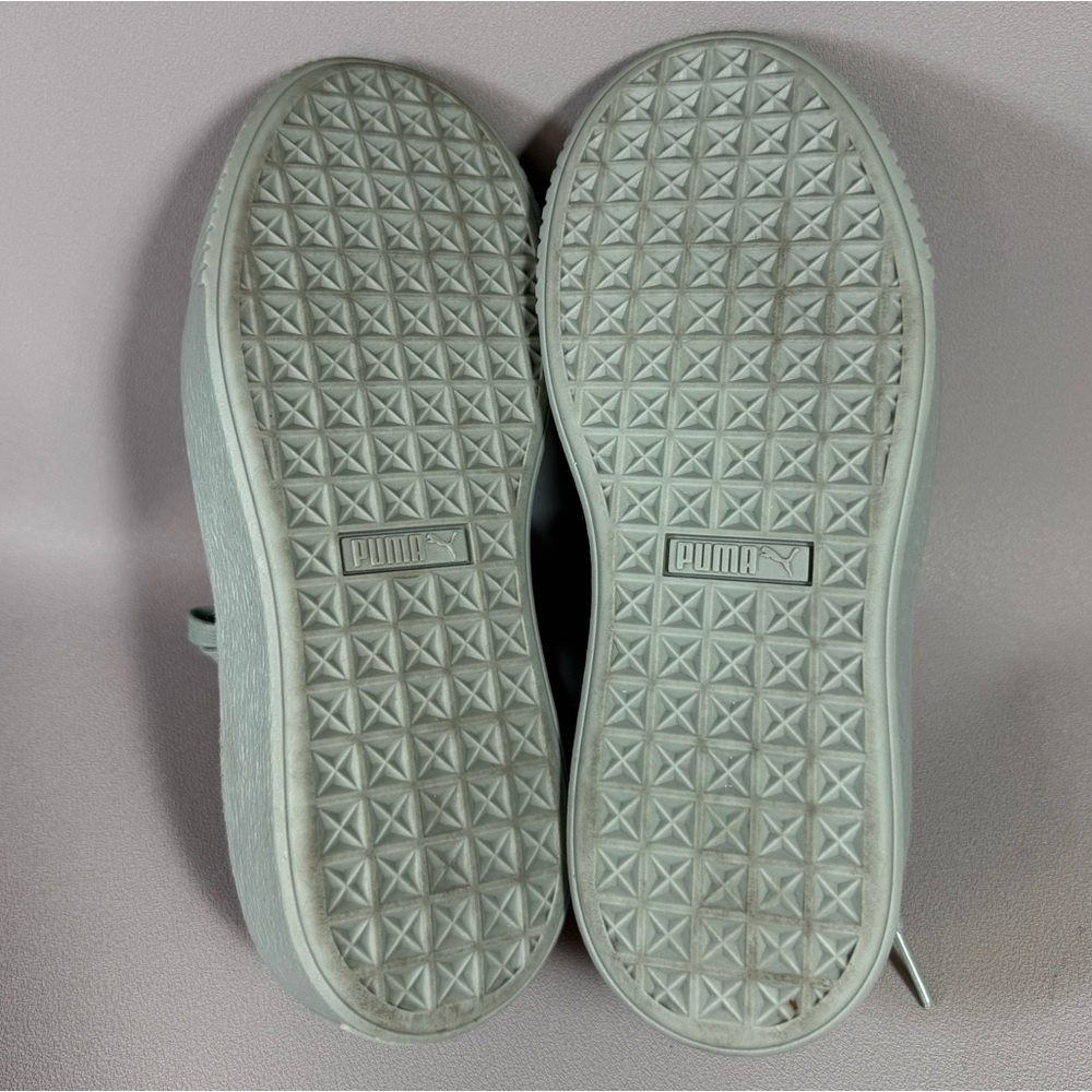 Puma Basket Mint Green Patent Leather Platform Sneakers - Picture 6 of 9